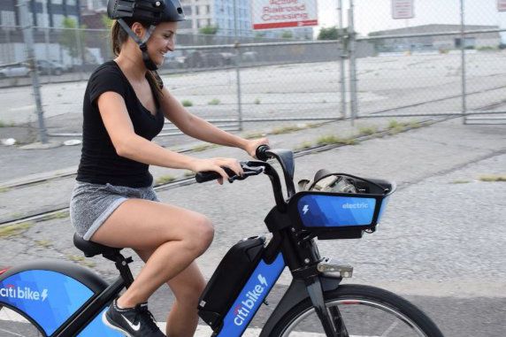 A person riding an e-bike.